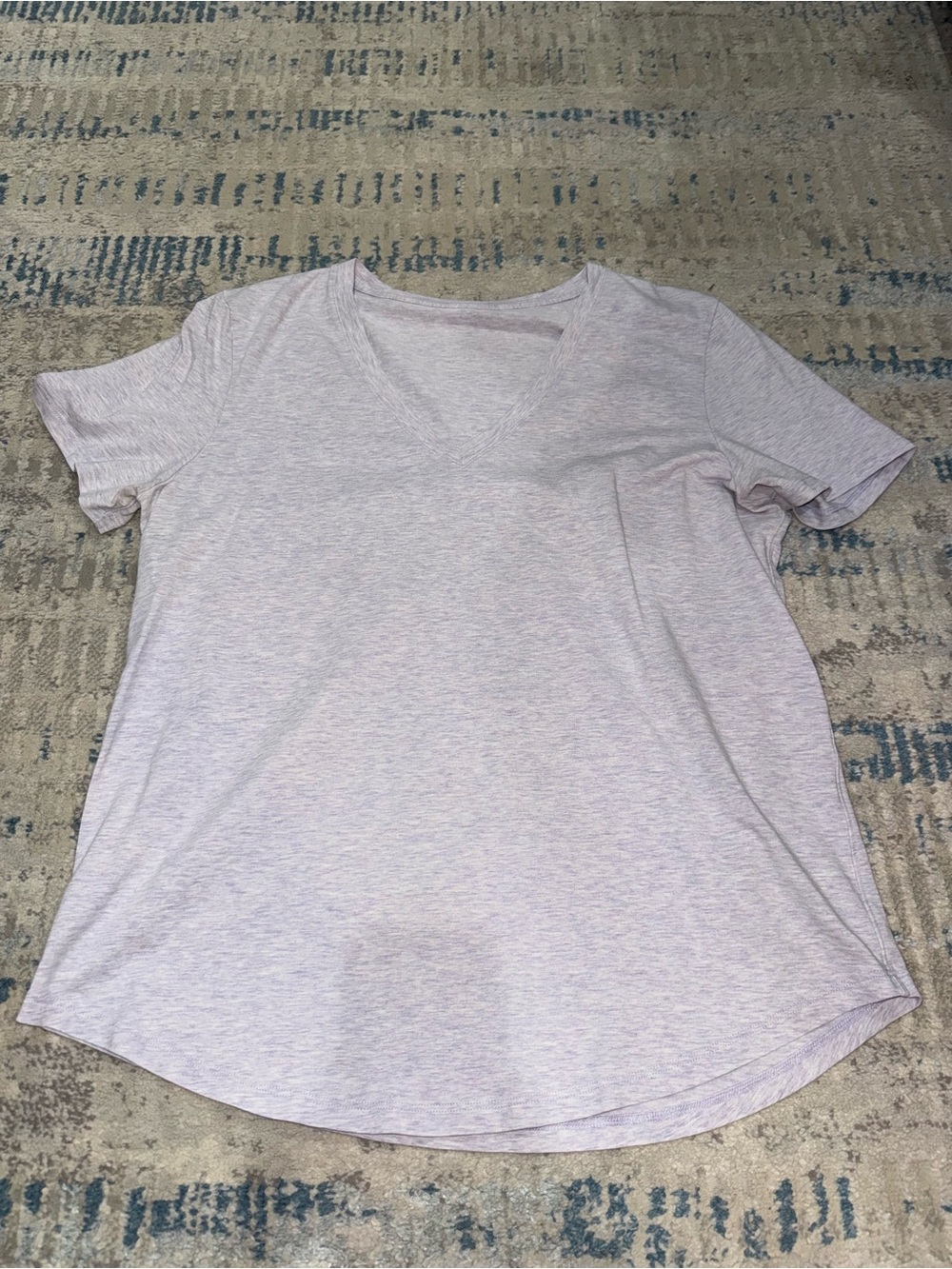 Lululemon Women's V-Neck Short Sleeve Top in Light Lavender size 8